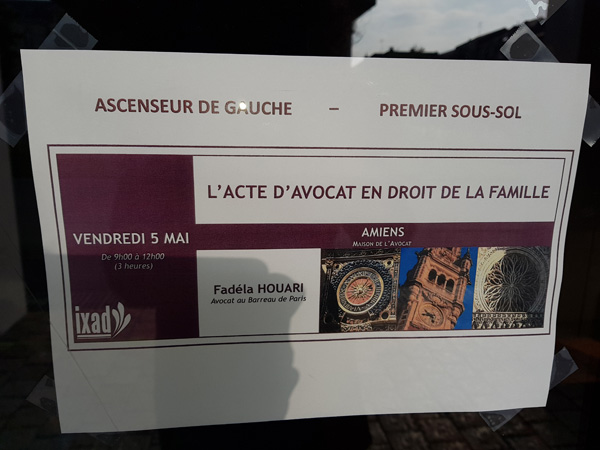 Intervention de Me Fadela Houari à Amiens sur l'Acte d'avocat en droit de la famille ce jeudi 5 mai
